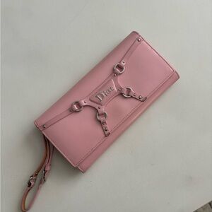 Dior Pink Leather Wristlet Clutch